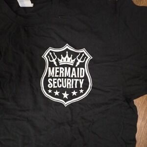 Port & Company Mermaid Security T-Shirt Mens XL Black Graphic Tee Nautical Humor